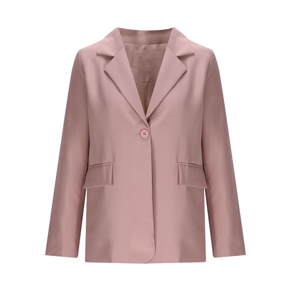 VSSSJ Womens Professional Single Button Blazer Jacket Long Sleeve Notch Lapel Suit Coat Formal Office Business Casual Blazer with Pockets Pink M