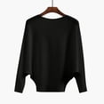 thumbnail image 1 of VSSSJ Womens Ribbed Batwing Long Sleeve Poncho Sweaters Elegant Solid Color Crew Neck Knitted Loose Pullover Cape Sweater Tops Black One Size, 1 of 6