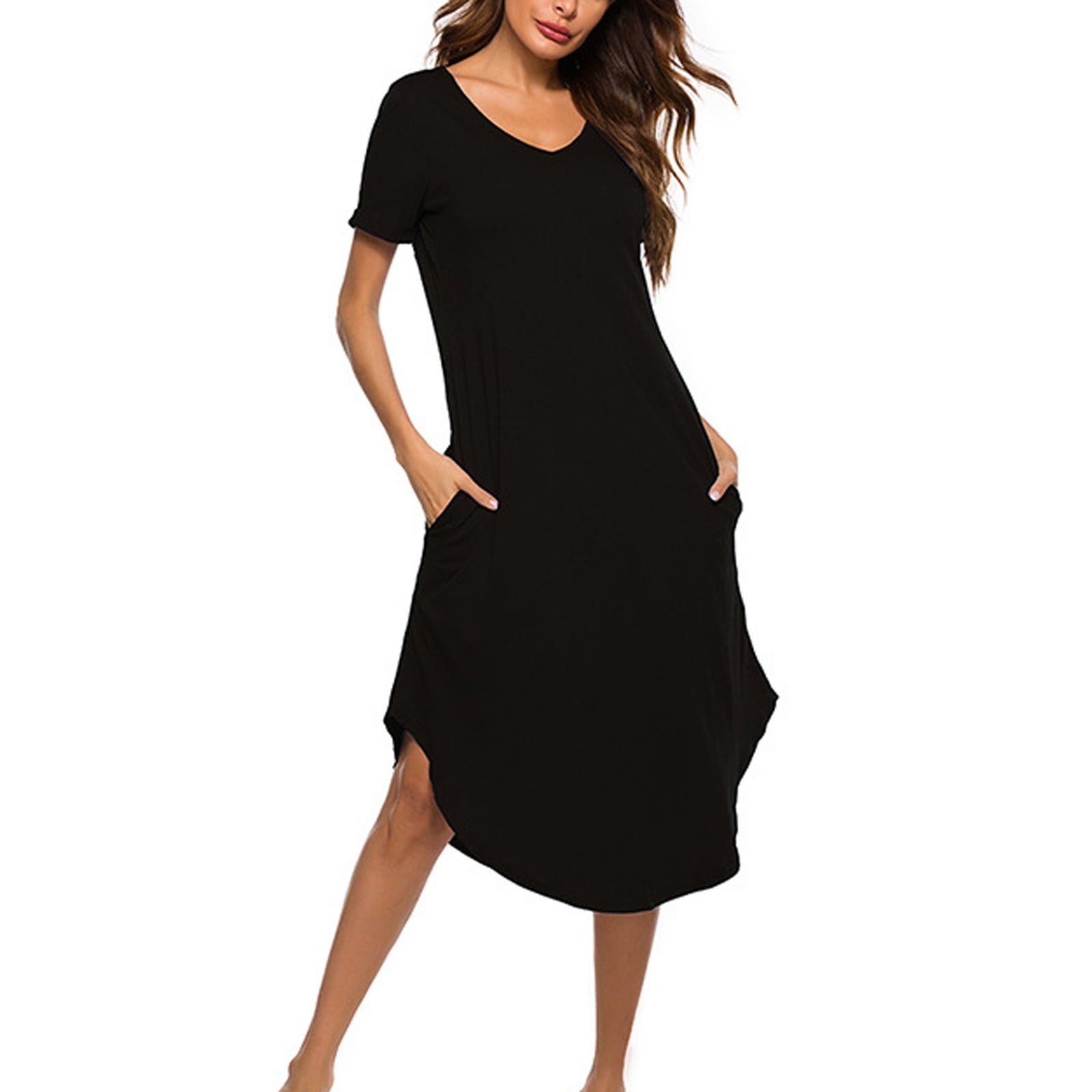 knee length dresses for ladies Women's Twist Dress V Neck Cut Out T Shirt Dress Short Sleeve Mini Mid –  Divahotcouture