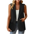 thumbnail image 1 of VSSSJ Womens Sleeveless Blazer Vest Notch Lapel Solid Color Waistcoat with Pockets Business Office Casual Suit Coat for Work Black XL, 1 of 7