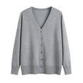 thumbnail image 1 of VSSSJ Womens Sweater Cardigan Button Down V Neck Long Sleeve Loose Oversized Solid Color Casual Warm Classic Knit Sweater Outwear Gray XXL, 1 of 6