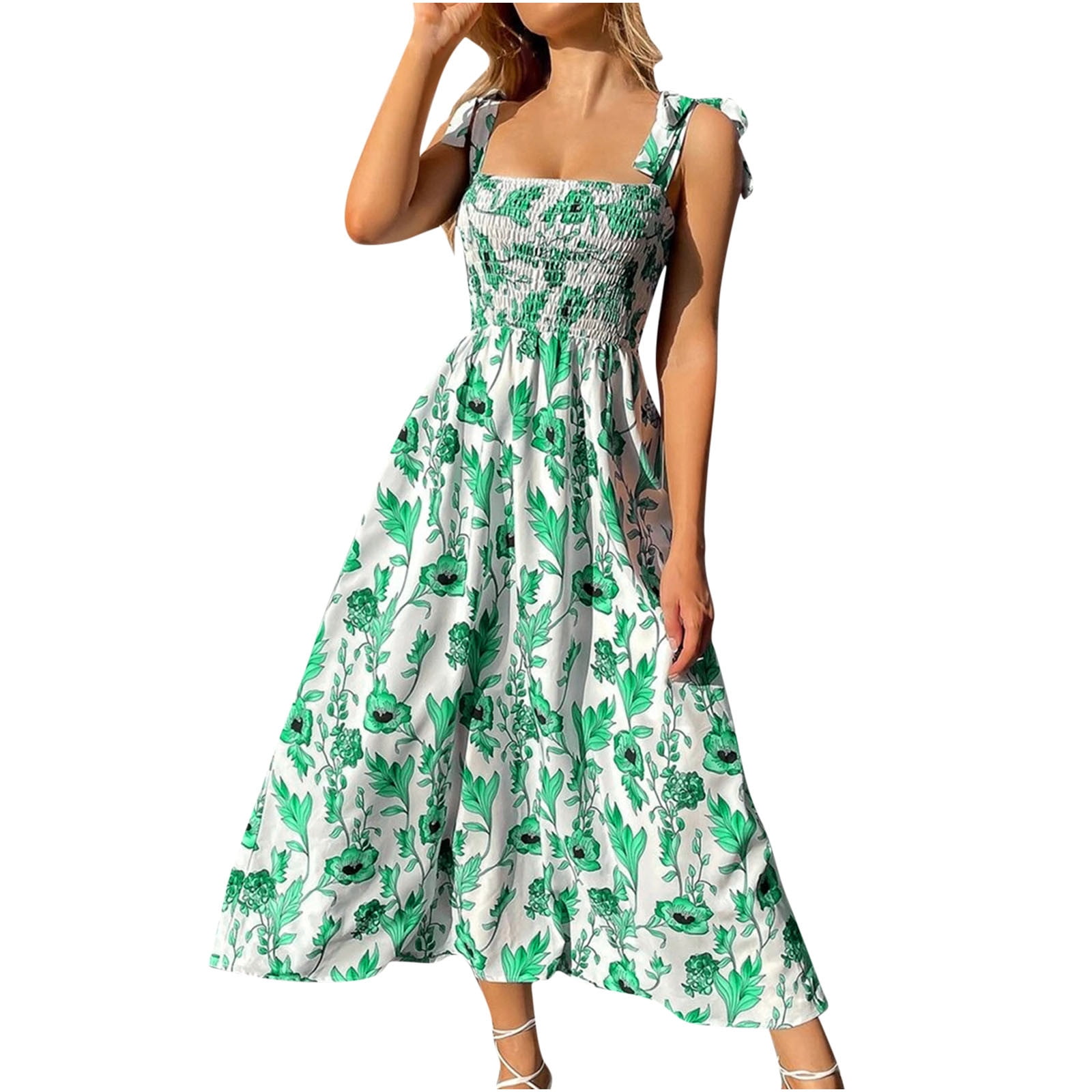 long dress with elastic waist Elastic Waist Short Sleeve Dress – Lilla P main image 0