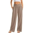 thumbnail image 1 of VSSSJ Womens Wide Leg Yoga Pants with Pockets Relaxed Fit Casual Comfy Lightweight Solid Color Crossover High Waisted Soft Flowy Swing Lounge Trousers Coffee S, 1 of 6