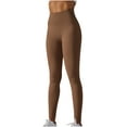 thumbnail image 1 of VSSSJ Womens Yoga Leggings Tummy Control Skinny Super Soft Solid Color Gym Workout Trousers Running Cycling High Waist Hip Lifting Stretchy Tight Pants Brown L, 1 of 7