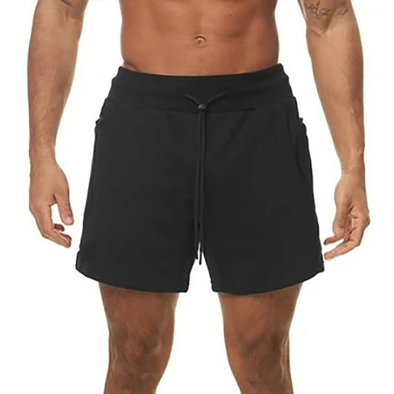 VSSSJ Workout Shorts for Men Elastic Waist Loose Cotton Sweat Shorts Drawstring Casual Athletic Gym Running Shorts with Pockets Black XXL