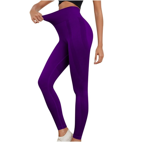 VSSSJ Yoga Pants for Women Casual Fashion Solid Color High Waisted Bodybuilding Tights Buttery Soft Tummy Control Stretchy Workout Running Legging Purple S