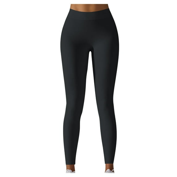 VSSSJ Yoga Pants for Women Regular Fit Solid Color Lightweight Stretchy Tight Trousers Workout Gym Yoga Buttery Soft High Waist Full Length Skinny Leggings Black M