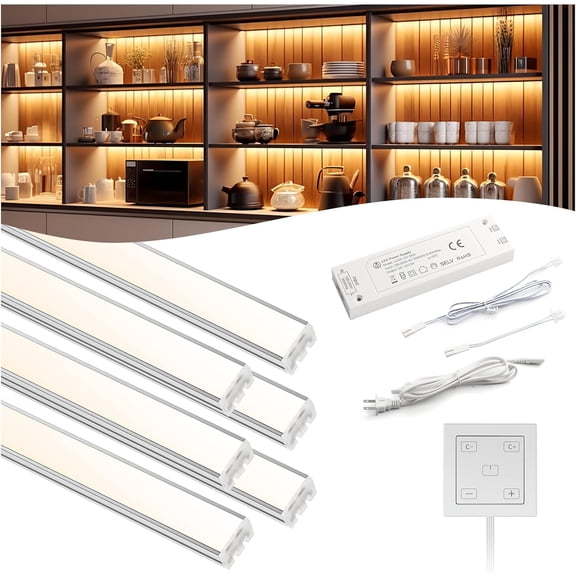 VST Under Cabinet Lighting 6 Pack, Smart LED Light Bars 2700K-6500K Dimmable, App & Voice Control for Google Home Alexa, Remote Hand Wave, Seamless Linkable 12V Plug-in Kitchen, Closet, Shelf