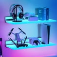 thumbnail image 1 of VST Floating Shelf with RGB Light, Work with Alexa Google Assistant App Remote Control, Handwave ON/Off, Metal Wall Mounted Light Emitting Shelves for Living Room Bathroom Bedroom, 2set, 1 of 6