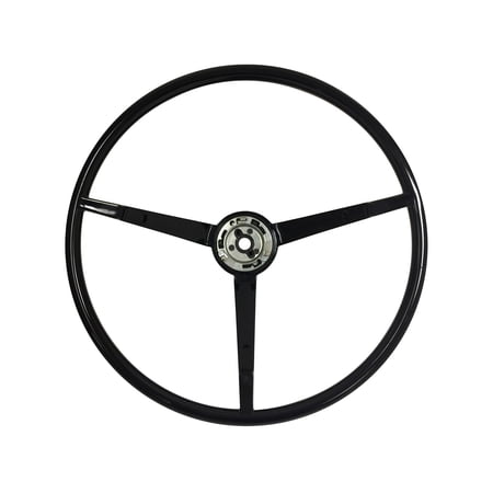 VSW 15 inch Reproduction Black Steering Wheel Compatible with 1965-1966 Ford Mustang, ST3034BLK