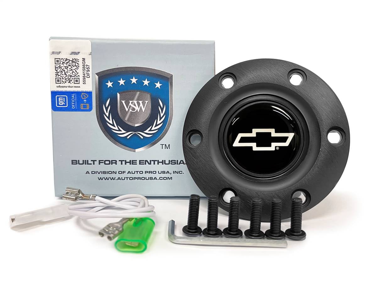 Forever Sharp Polished 6-Hole Horn Button With Emblem Logo – Steering Wheel Accessory