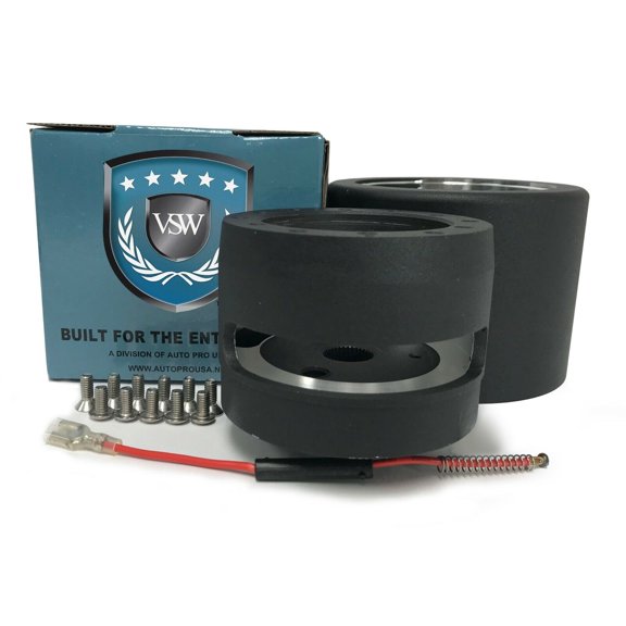 VSW 6-Bolt Black Steering Wheel Telescopic Hub Adapter Compatible with 1984-1989 Corvette, 1969-89 Cadillac STH1040BLK