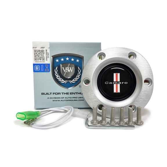 VSW 6-Bolt Brushed Horn Button, Camaro Emblem STE1024BRU