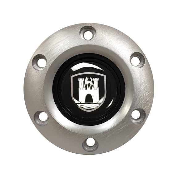 VSW 6-Bolt Brushed Horn Button with Castle Emblem, STE1041BRU
