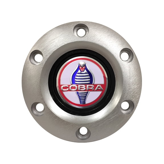 VSW 6-Bolt Brushed Horn Button with Ford Cobra 3-D Foil Emblem STE1048BRU