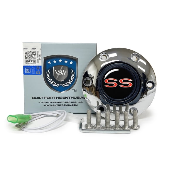 VSW 6-Bolt Chrome Horn Button, Chevy SS, Red Emblem STE1035CHR