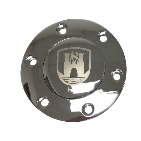VSW 6-Bolt Chrome Horn Button with Laser Etched Castle Emblem STB1041CHR