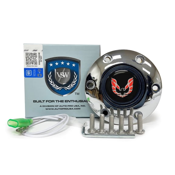 VSW 6-Bolt Chrome Horn Button with Red Firebird 1970-81 Emblem STE1021CHR