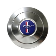 VSW 9-Bolt Premium Billet Button, Mustang Blue Pony 3-D Foil Emblem