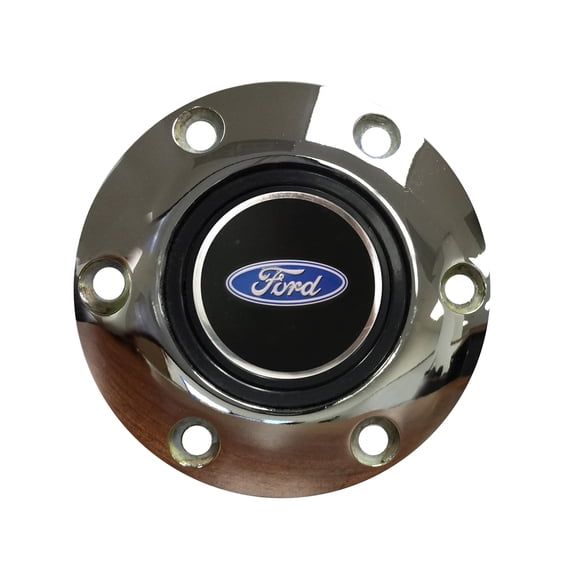 VSW S6 Chrome Horn Button Compatible with 6 Bolt Steering Wheel, Ford Blue Oval Emblem STE1074CHR