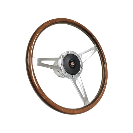 VSW S9 Classic Wood Steering Wheel Kit compatible with 1969-1989 Cadillac, Non-Telescopic Column