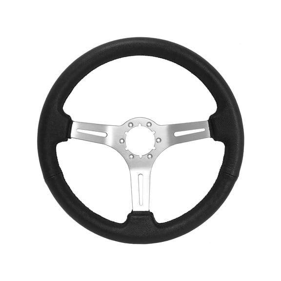 VSW Steering Wheels; S6 Sport Black Leather Grip with Slotted Brushed Aluminum Center Spokes