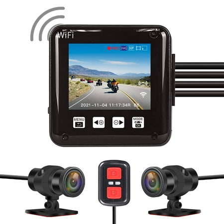 VSYSTO 2 Inch Screen HD 1080P Motorcycle Dash Cam, Full Body Waterproof SonyIMX307 150° Wide Angle Fish Eye Lens Front and Rear Camera, WDR, Night Vision, Loop Recording, G-sensor