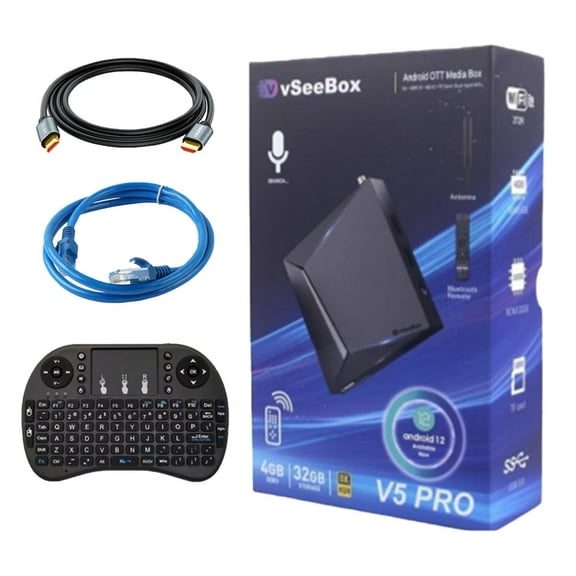 VSeeBox V5 Pro Home Streaming Device (4GB RAM/32GB ROM) - 6K Resolution & Free Accessory Gift Pack