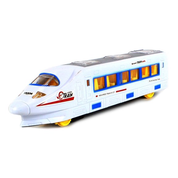 VT Dynamo High Speed Battery Operated Kid's Bump and Go Toy Train w/ Cool Flashing Lights, Sounds, Will Change Direction on Contact (Colors May Vary)