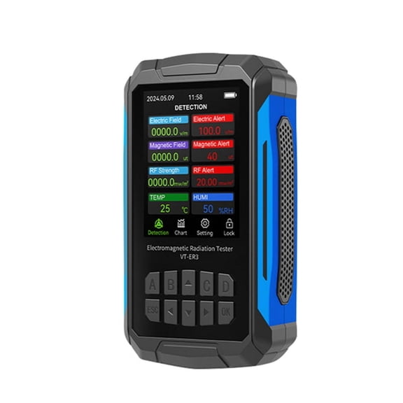VT-ER3 5-in-1 Electromagnetic Radiation Detector-&Electric Field Testing with Temperature & Humidity Measurement Black