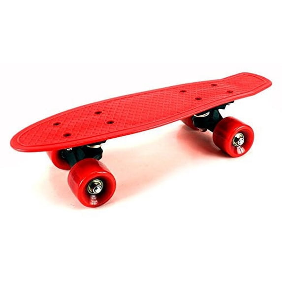 VT Mini Smooth Ride Cruiser Complete 17" Banana Skateboard w/ 54mm Wheels, ABEC-7 Bearings (Red)
