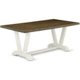 thumbnail image 1 of East West Furniture 1-Piece Kitchen Table with Rectangular Distressed Jacobean Table top and Linen White Wooden Legs Finish, 1 of 2