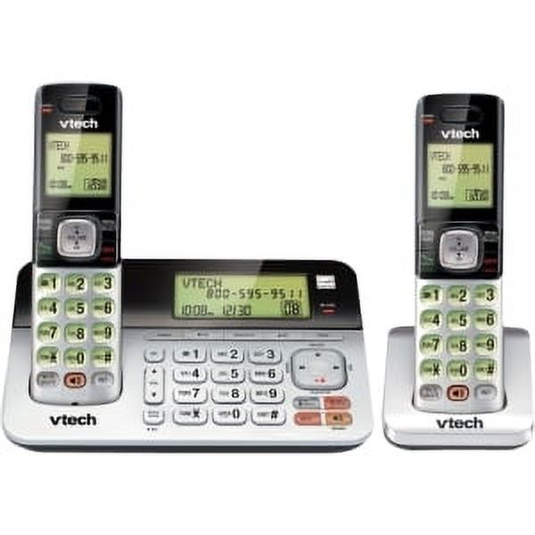 VTech CS6859-2 DECT 6.0 Expandable Cordless Phone with Answering System and Dual Caller ID/Call Waiting, Silver/Black with 2 Handsets - image 1 of 3