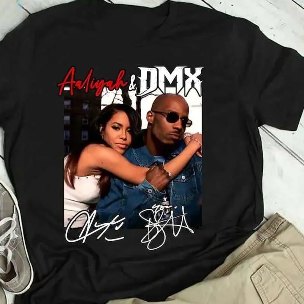 S9 Rapper Signature VTG Aaliyah DMX rapper signature T-shirt Black Cotton Unisex All Sizes ...