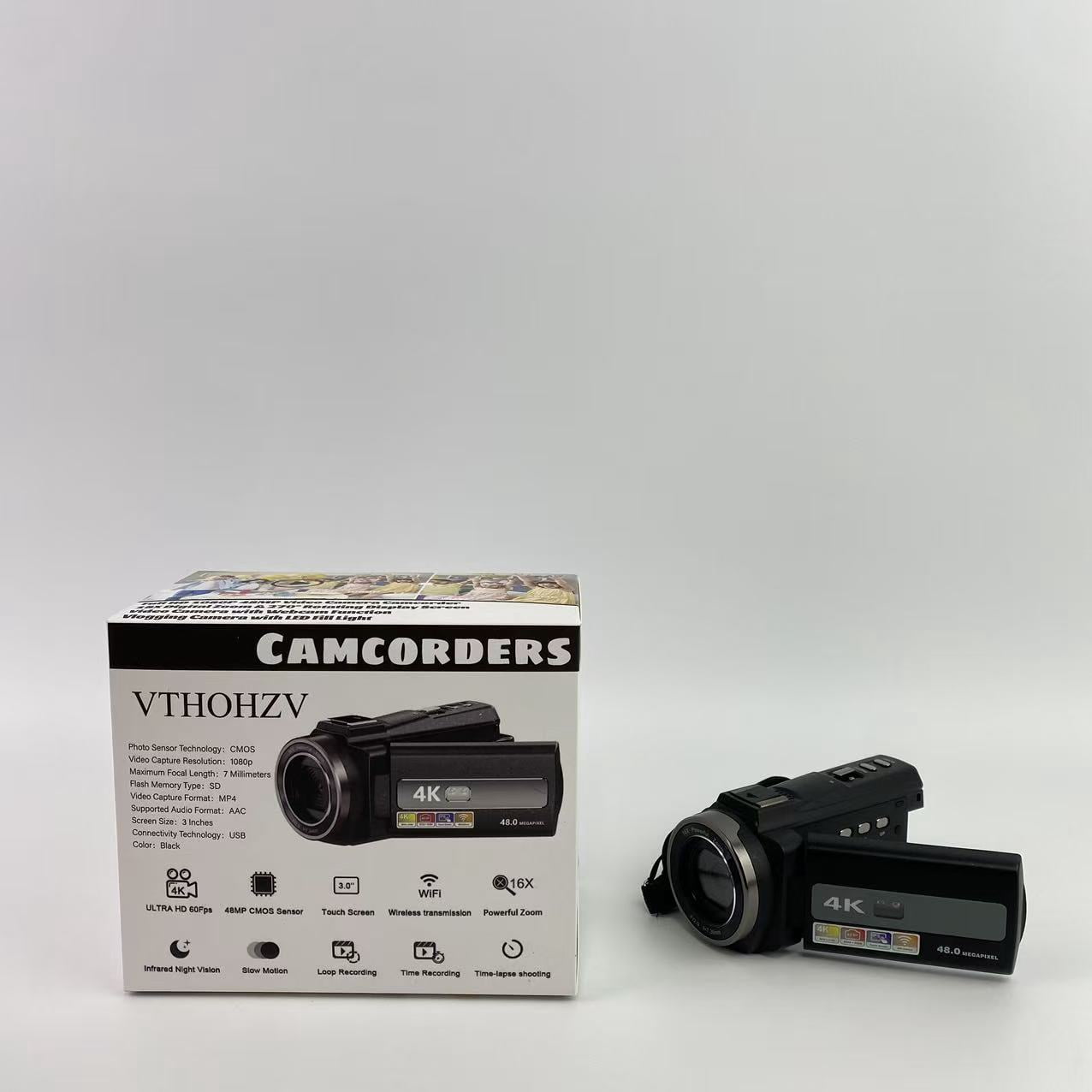VTHOHZV Camcorders,Camcorder Video Camera, Digital Camera 1080P 18X Digital Zoom Cam Corder with Fill Light, 3" 270° Rotatable Screen Webcam Anti-Shake 48MP