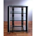 thumbnail image 1 of VTI Manufacturing HGR404BB 4 Black Oval Poles 4 Tinted Black Glass Shelves AV Stand, 1 of 8