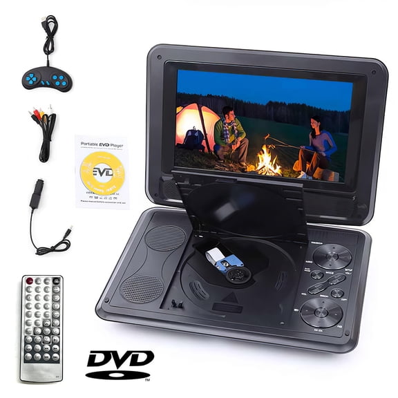 VTIN 10.8" Portable DVD Player with 9" Large HD Screen, Support Multiple DVD CD Formats/USB/SD Card, 6 Hours Rechargeable Battery, Sync TV, Dual Speakers, Car DVD Player, Regions Free
