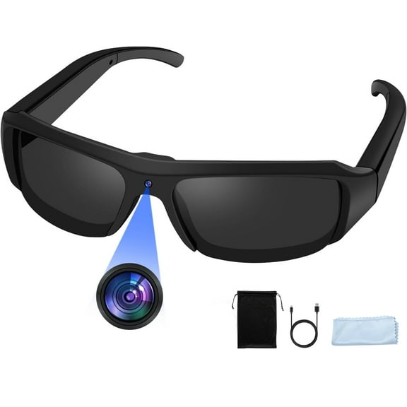 VTIN 1080P HD Camera Glasses DVR - Mini Video Recorder Sunglasses, 800mAh Battery (90min Recording), USB Webcam Mode, Lightweight for Cycling, Motorcycle, Fishing & Outdoor Sports