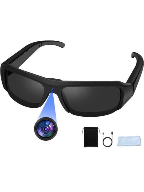 1080P HD Mini Camera Glasses - DVR Video Recorder Sunglasses, 800mAh Battery (Video While Charging), USB Webcam for Outdoor Sports, Cycling & Fishing