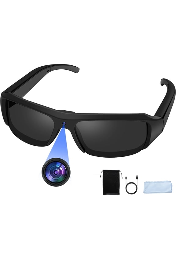 1080P HD Camera Glasses DVR - Mini Video Recorder Sunglasses, 800mAh Battery (90min Recording), USB Webcam Mode, Lightweight for Cycling, Motorcycle, Fishing & Outdoor Sports