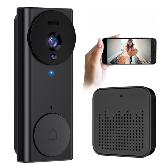 VTIN 120° Wide-Angle Smart Video Doorbell - Wireless WiFi APP Control, 2-Way Audio, Night Vision, No-Drill Installation, 1200mAh Rechargeable Battery for Apartments