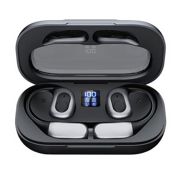 VTIN Bluetooth 5.3 OWS Open Ear Sports Earhook Headphones, ENC Call Noise Cancelling Power Amplifier Heavy Bass, 60/500mAh Type-C 5H Playtime TPU Silicone Anti-Drop