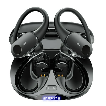 VTIN Bluetooth 5.3 Wireless Earbuds (TWS), Deep Bass 13MM Speaker, LED Digital Display, 48H Total Playtime, Wireless/Type-C Charging, IPX7 Waterproof for Work & Sports (Black)