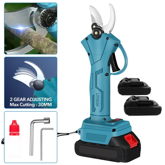 VTIN Brushless Electric Pruning Shears - 30mm Cutting, 2 Batteries & Charger, SK5 Blade, Makita 18V Compatible, Dual Safety & 8-10X Faster for Orchard/Farm