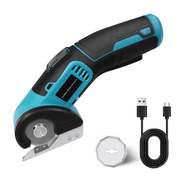 VTIN Electric Scissors Cordless Carpet Cutter - 240 RPM, 1/4” Cutting, Self-Sharpening Blade, Safety Lock, 4V 2000mAh, Type-C Charging Gift for Crafters/Tailors/Household