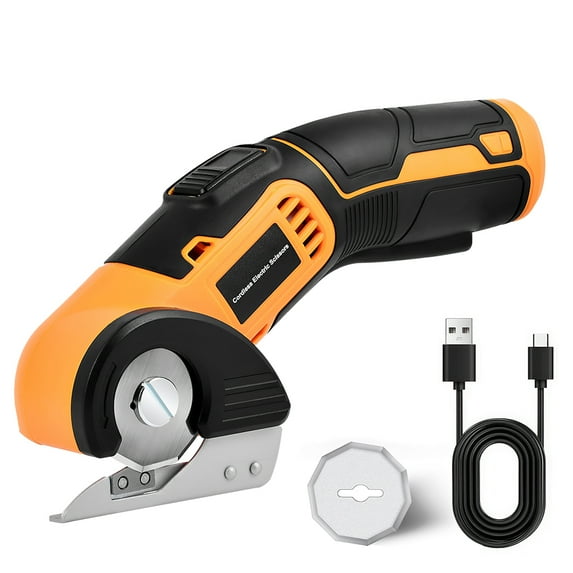 VTIN Electric Scissors Cordless Carpet Cutter - 240 RPM, 1/4” Cutting, Self-Sharpening Blade, Safety Lock, 4V 2000mAh, Type-C Charging Gift for Crafters/Tailors/Household