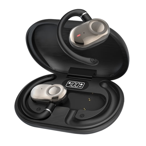 VTIN JM18 OWS Open Bluetooth 5.4 Earphones - Black Dual-Axis Rotating Earhook, Non-In-Ear Touch Control, 5H/20H Battery, 10m Transmission for Daily/Workout