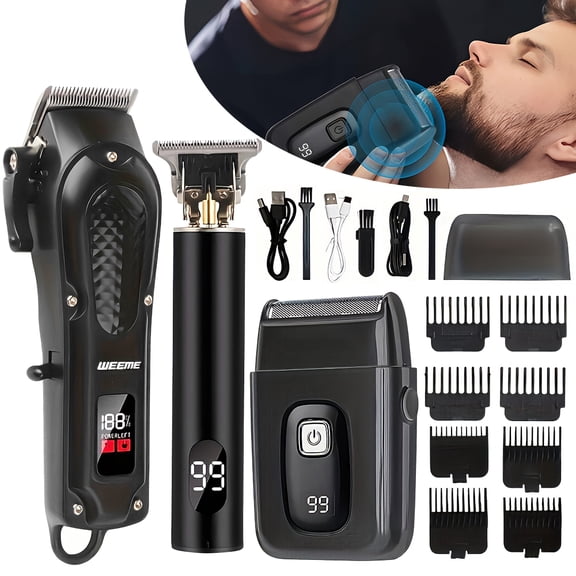 VTIN Men's Professional Cordless Grooming Kit - Hair Clipper/Trimmer/Beard Tool, 6500RPM Motor, 150min Use, LED Display, USB Charge, Perfect Father's Day Gift for Home/Barber Shop