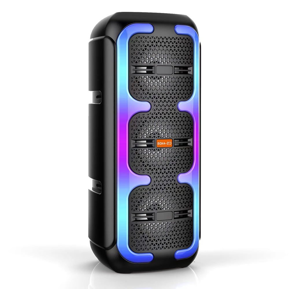 VTIN Portable Bluetooth Party Speaker, Handheld Dual 4‘’ Speakers Party Stereo Subwoofer RGB Lights Karaoke Heavy Bass for Karaoke Camping Party Singing