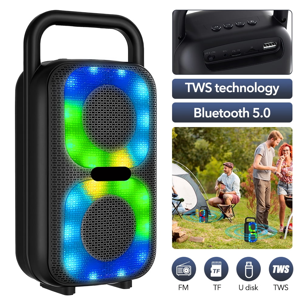 VTIN RGB Party Bluetooth Speaker - Portable with Handle, TWS Stereo ...
